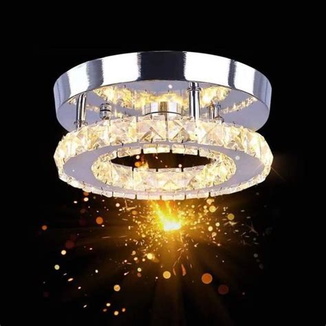 Plafonnier Led Lustre En Cristal 16W Éclairage De Plafond Moderne