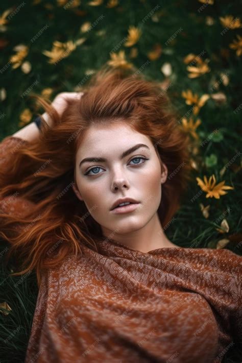 Premium Photo Portrait Of A Beautiful Young Woman Lying Down On Grass