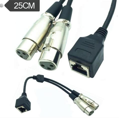 Rj45 Rj9 Ethernet Female To 3 Pin Xlr Female And Male Adapter Converter Cable 25cm Sojeck