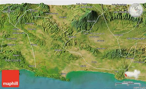 Satellite 3D Map of Kab. Cilacap