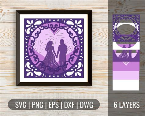 3d Wedding Shadow Box 2 Svg Layered Svg Cut Files Instant Etsy