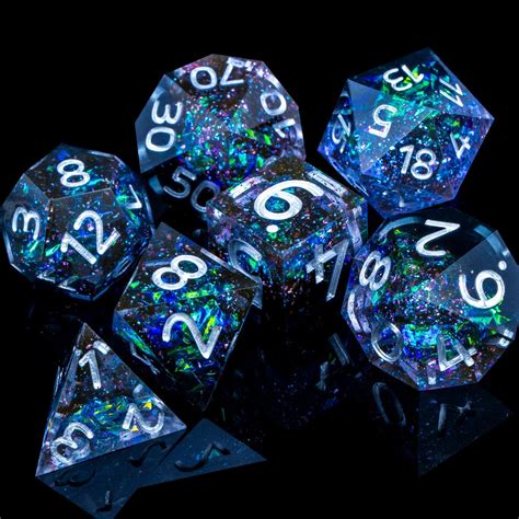 Aruohha Dnd Resin Dice Set Handmade Lightning Dandd Dice Set With Box 7