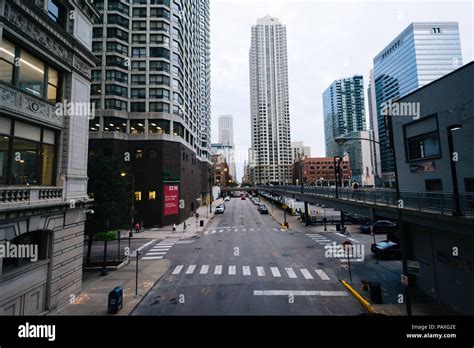 View Of Hubbard Street In River North Chicago Illinois Stock Photo