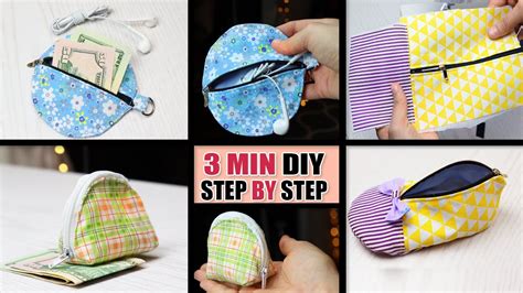 Diy Mini Pouch Bag Zipper Tutorial From Scratch Coins Wallet Min