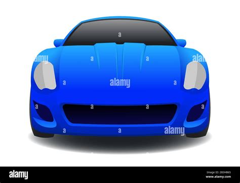 Blue Car Front View Fast Racing Car Modern Flat Vector Illustration