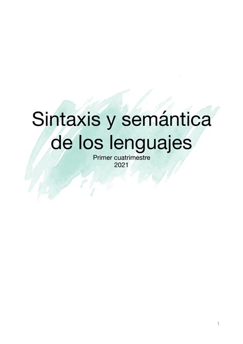 Solution Sintaxis Y Sem Ntica De Los Lenguajes Resumen Teorico Studypool