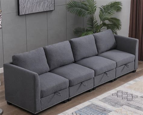 Puremind Pcs Modular Sectional Sofa With Ottomans Convertible Couch