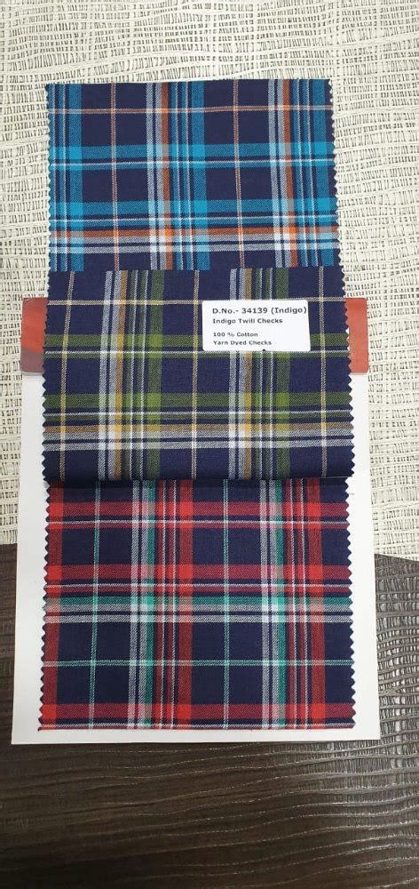 Checks Cotton Twill Indigo Fabric For Garments At Best Price In