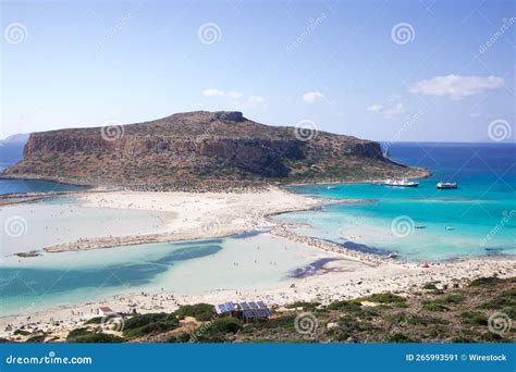 Aerial View of Balos Beach and Balos Lagoon Under Blue Sky in Greece ...