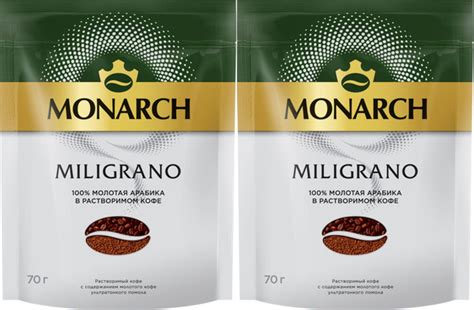 Кофе молотый в растворимом Jacobs Monarch Miligrano, 70 г (пакет) 2шт ...