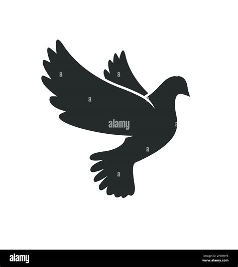 Beautiful Flying Peace Dove Pigeon Bird Outline Silhouette Vector