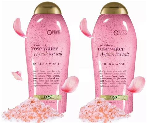 Ogx Sensitive Rose Water Pink Sea Salt Scrub Wash Fl Oz