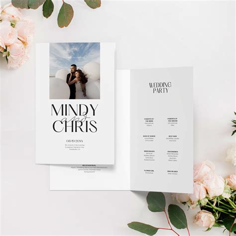 Bifold Wedding Program Template Order Of Service Minimalist Etsy