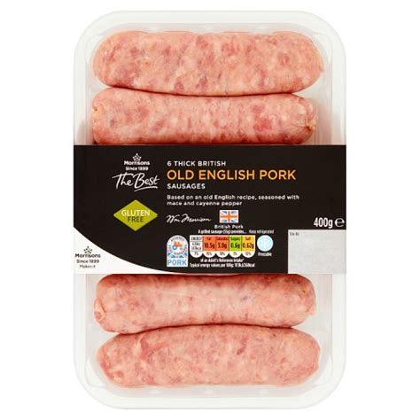 Morrisons The Best 6 Thick British Old English Pork Sausages 400g