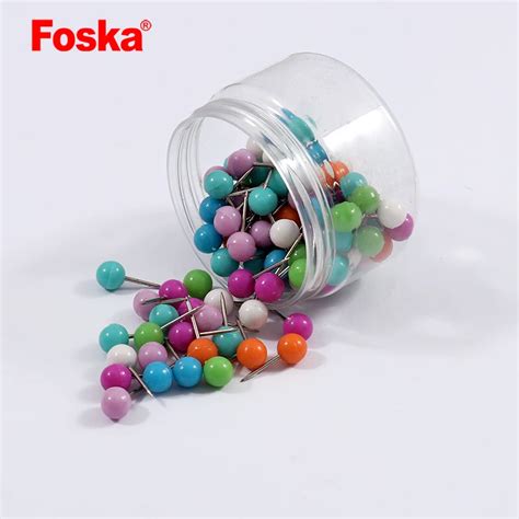 Foska New Items 20mm 100pcs Color Assorted Map Pins Office Round Head