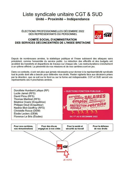 Syndicat Cgt De Linsee Genes Profession De Foi Cgt Et Sud Du Csa