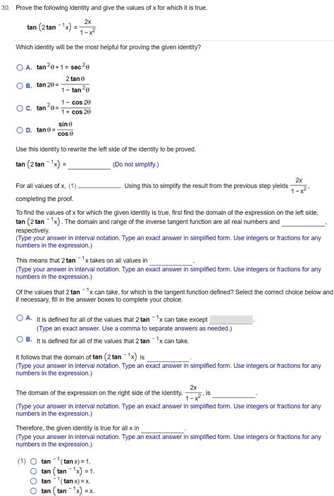 Solved 30 Prove The Following Identity And Give The Values Chegg