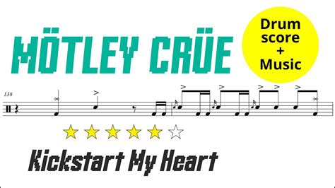 M Tley Cr E Kickstart My Heart Drum Score Music Youtube