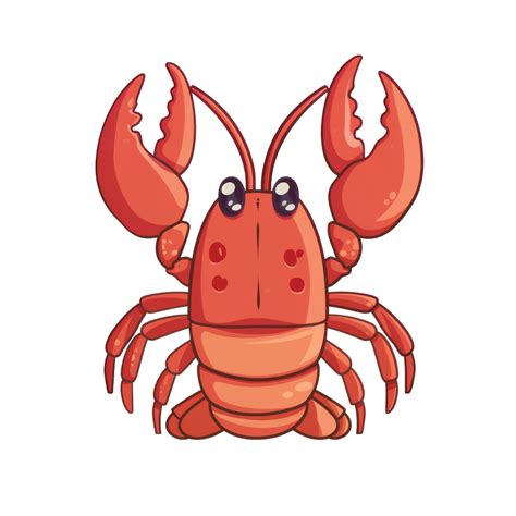 Cute Cartoon Lobster Illustration Funny Red Lobster Mascot Character Seafood Restaurant Menu