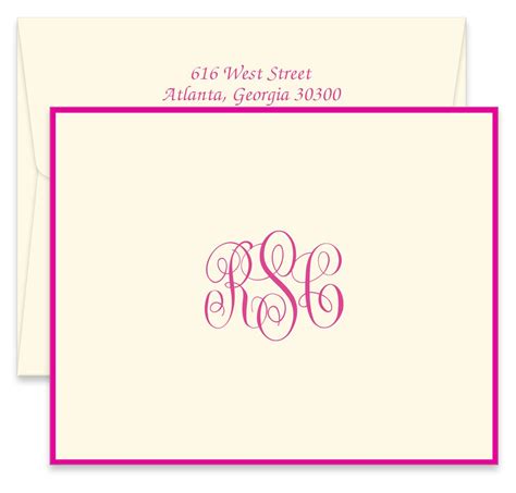 Classic Script Monogram Border Folded Note Cards In 2022 Script