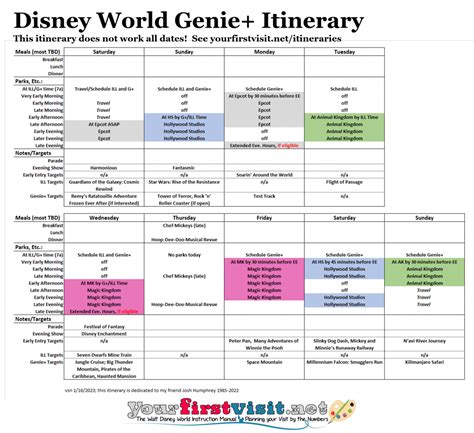 Disney World Genie Itinerary Yourfirstvisit Net