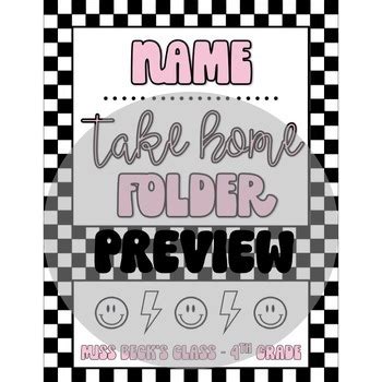 Retro Groovy Take Home Folder Covers Editable By Beck To Basics Tpt