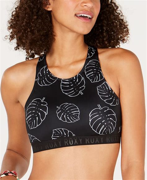 Roxy Logo Band Printed Racerback Bikini Top Macys