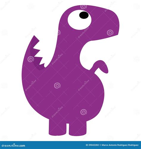 A Vector Cute Cartoon Purple Dinosaur Isolated Stock Vector Image