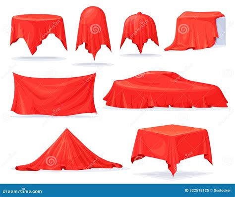 Red Silk Cover. Reveal Curtain Mysterious Hidden Object, Velvet Fabric ...