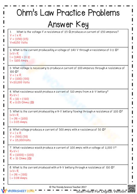 Ohms Law Practice Problems Worksheet Worksheets Library