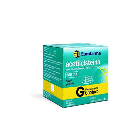 Acetilcisteína 200mg Genérico Eurofarma 16 Sachês Acetilcisteína 200mg Genérico Eurofarma Com