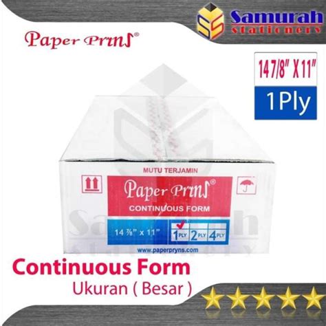 Jual Kertas Continuous Form Paper Prins 14 7 8 X 11 Besar B1 Ply