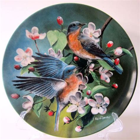 Vintage Bluebird China Collectors Plate Birds Artist Kevin Daniel