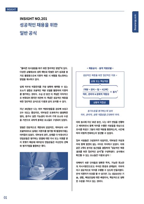 시너지인사이트 201 성공적인 채용을 위한 일반 공식 시너지컨설팅