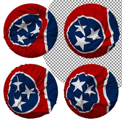 Premium Psd State Of Tennessee Flag Round Shape Isolated Different Waving Style Bump Texture