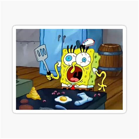 "Spongebob in the Kitchen" Sticker for Sale by lazy-john | Redbubble