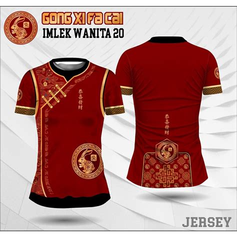 Jual Baju Cheongsam Changsan Imlek 2023 Wanita Cewek Kaos Jersey Shio