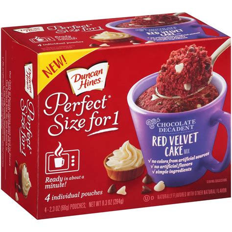 Duncan Hines® Perfect Size For 1® Chocolate Decadent Red Velvet Cake Mix 4 Ct Box