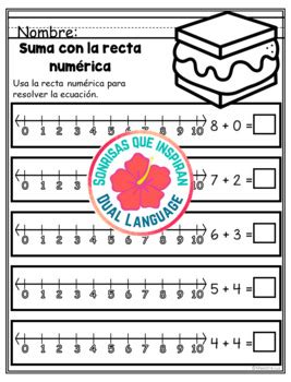 Back To School Recta Num Rica Suma Resta Camping Number Line Tpt