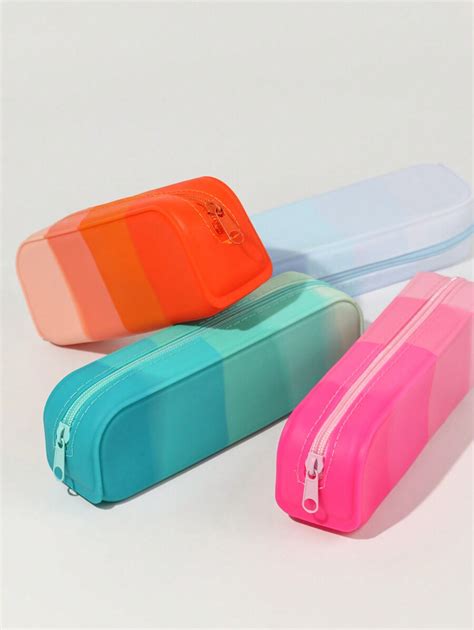 Send A Gradient Color Silicone Pencil Case For Stationery Storage