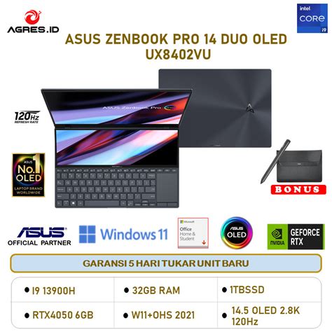 Jual Asus Zenbook Pro 14 Duo Oled Ux8402vu Touch I9 13900h Rtx4050 6gb