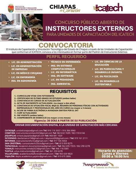 Icatech Emite Convocatoria Para Formar Parte De Sus Instructores