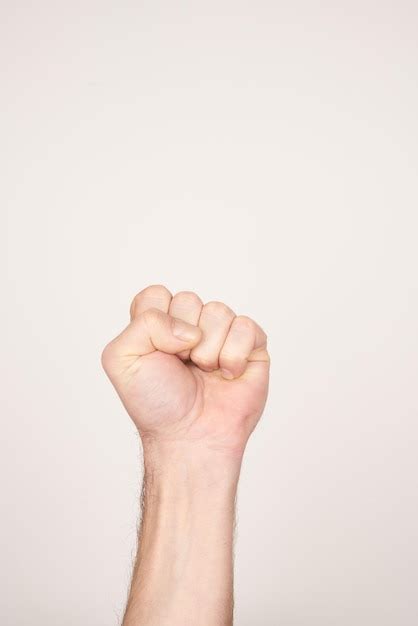 Premium Photo White Male Hand Fist Rise Rise Up Freedom Sign Hand