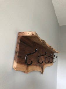 Live Edge Black Walnut Coat Rack And Shelf