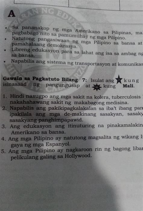 Isulat Ang ⭐kung Tama Ang Isinasaad Ng Pangungusap At ☀️ Kung Mali