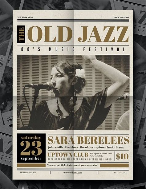 Old Newspaper Jazz Flyer Template Psd Newspaper Layout Newspaper