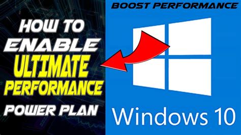 How To Enable Ultimate Performance Power Plan Windows 10 Youtube