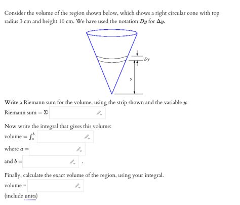 Solved Consider The Volume Of The Region Shown Below Which Chegg