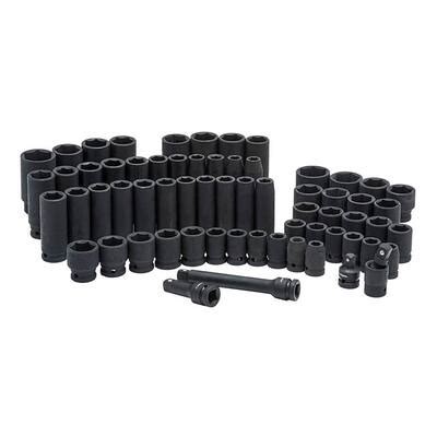 Husky 1 2 In Drive SAE Metric Impact Socket Set 64 Piece H64IMPS