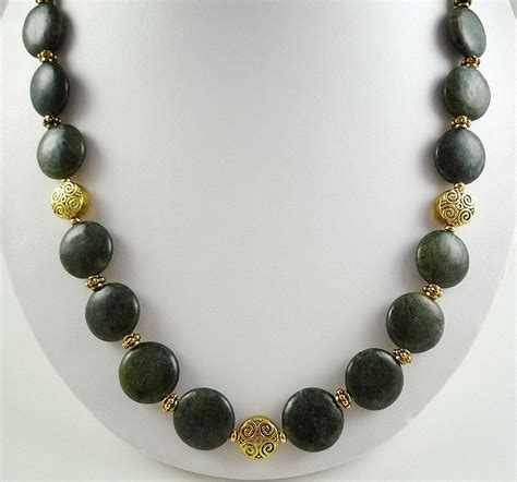 Genuine Nephrite Jade Necklace Jade Gemstone Bead Necklace Etsy